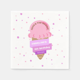Hier ist die Neuigkeit Eiscreme Süße Pink Geburtst Serviette