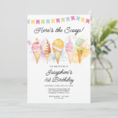 Hier ist die Schotteneis-Creme zum Geburtstag Einladung (Stehend Vorderseite)