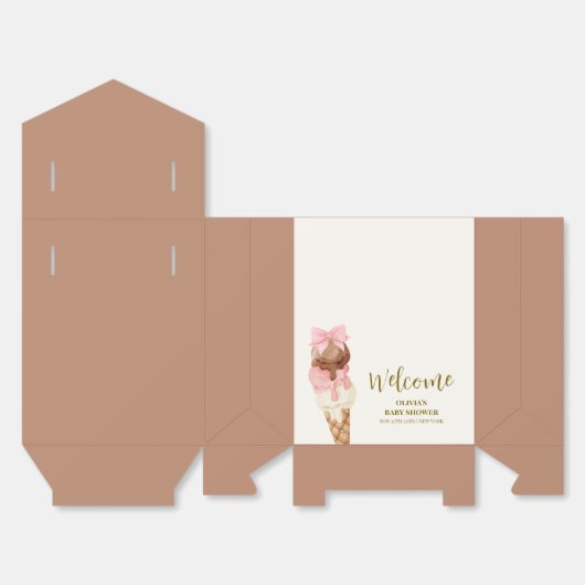 Hier ist die Scoop Bow Ice Cream Baby Dusche Willk Geschenkschachtel (Ungefaltet)