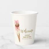 Hier ist die Scoop Bow Ice Cream Baby Dusche Willk Pappbecher (Vorderseite)