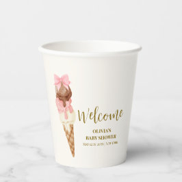 Hier ist die Scoop Bow Ice Cream Baby Dusche Willk Pappbecher