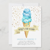 Hier ist die Scoop Boy Ice Cream Birthday Party Einladung (Vorderseite)