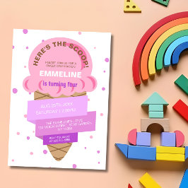 Hier ist die Scoop Eiscreme Süße Pink Geburtstag Einladung