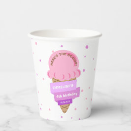 Hier ist die Scoop Eiscreme Süße Pink Geburtstag Pappbecher