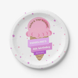 Hier ist die Scoop Eiscreme Süße Pink Geburtstag Pappteller