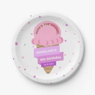 Hier ist die Scoop Eiscreme Süße Pink Geburtstag Pappteller