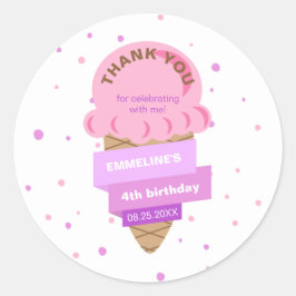 Hier ist die Scoop Eiscreme Süße Pink Geburtstag Runder Aufkleber