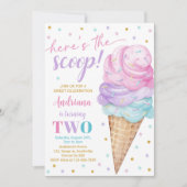Hier ist die Scoop Girls Ice Cream Zweiten Geburts Einladung (Vorderseite)