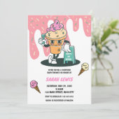 Hier ist die Scoop Ice Cream Baby Dusche Einladung (Stehend Vorderseite)