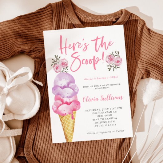 Hier ist die Scoop Ice Cream Baby Shower Einladung