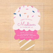 Hier ist die Scoop Ice Cream Birthday Party Acryleinladungen (Vorderseite)