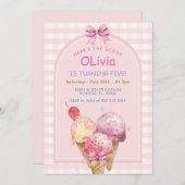 Hier ist die Scoop Ice Cream Birthday Party Einladung (Vorne/Hinten)