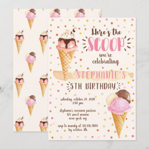 Hier ist die Scoop Ice Cream Birthday Party Einladung