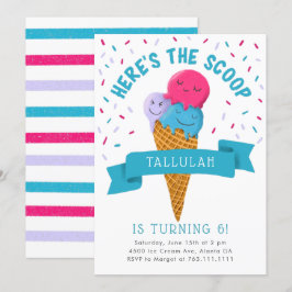 Hier ist die Scoop Ice Cream Birthday Party Einladung