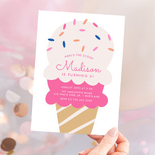 Hier ist die Scoop Ice Cream Birthday Party Einladung