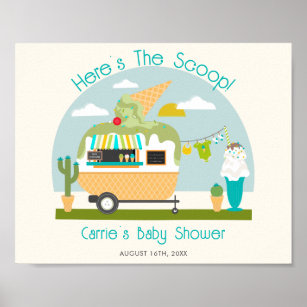 Hier ist die Scoop Ice Cream Camper Boy Baby Showe Poster