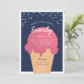 Hier ist die Scoop Ice Cream Cone Kid Birthday Par Einladung (Stehend Vorderseite)