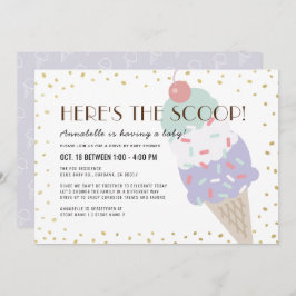 Hier ist die Scoop Ice Cream Drive by Baby Shower Einladung