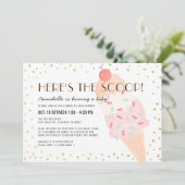Hier ist die Scoop Ice Cream Drive by Baby Shower Einladung (Stehend Vorderseite)