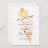 Hier ist die Scoop Ice Cream Girl Pink Baby Dusche Einladung (Vorderseite)