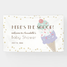 Hier ist die Scoop Ice Cream Lila Baby Shower Banner