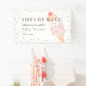 Hier ist die Scoop Ice Cream Pink Baby Dusche Banner (Insitu)