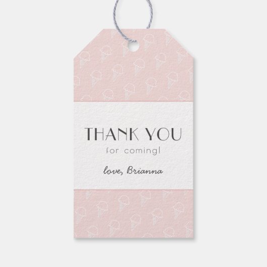 Hier ist die Scoop Ice Cream Pink Baby Dusche Geschenkanhänger (Rückseite)