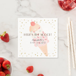 Hier ist die Scoop Ice Cream Pink Baby Dusche Serviette