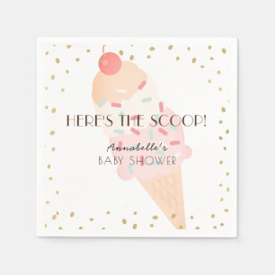 Hier ist die Scoop Ice Cream Pink Baby Dusche Serviette