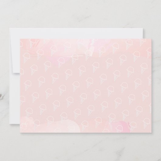Hier ist die Scoop Ice Cream Pink Girl Baby Dusche Einladung (Rückseite)