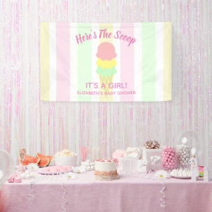 Hier ist die Scoop Ice Cream Summer Baby Dusche Banner