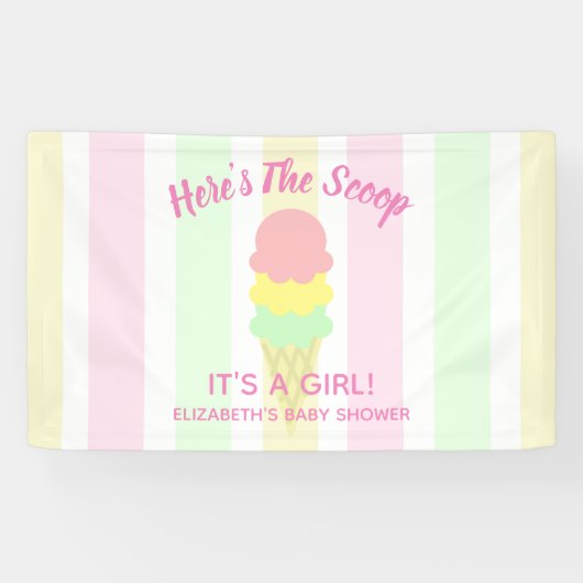 Hier ist die Scoop Ice Cream Summer Baby Dusche Banner (Horizontal)