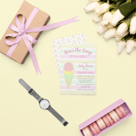 Hier ist die Scoop Ice Cream Summer Baby Dusche Einladung