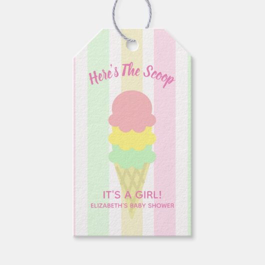 Hier ist die Scoop Ice Cream Summer Baby Dusche Geschenkanhänger (Vorderseite)