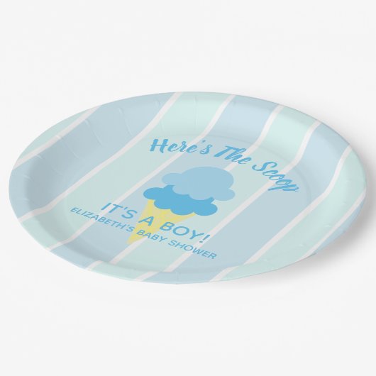 Hier ist die Scoop Ice Cream Summer Baby Dusche Pappteller (Schrägansicht)