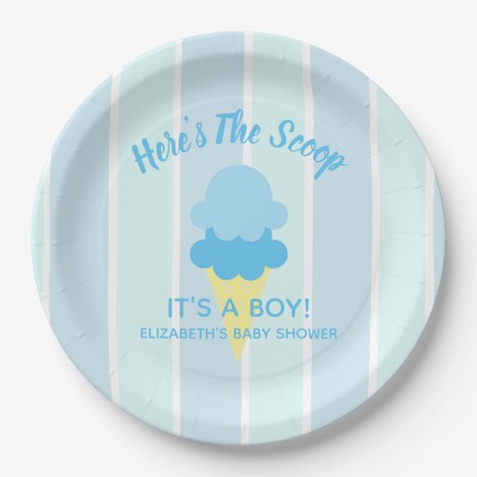 Hier ist die Scoop Ice Cream Summer Baby Dusche Pappteller (Vorderseite)