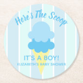 Hier ist die Scoop Ice Cream Summer Baby Dusche Runder Pappuntersetzer (Vorderseite)