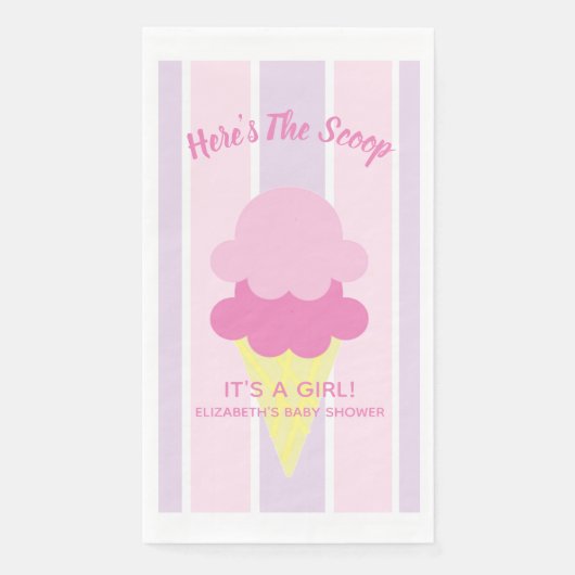 Hier ist die Scoop Ice Cream Summer Baby Dusche Serviette (Vorderseite)