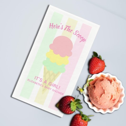 Hier ist die Scoop Ice Cream Summer Baby Dusche Serviette