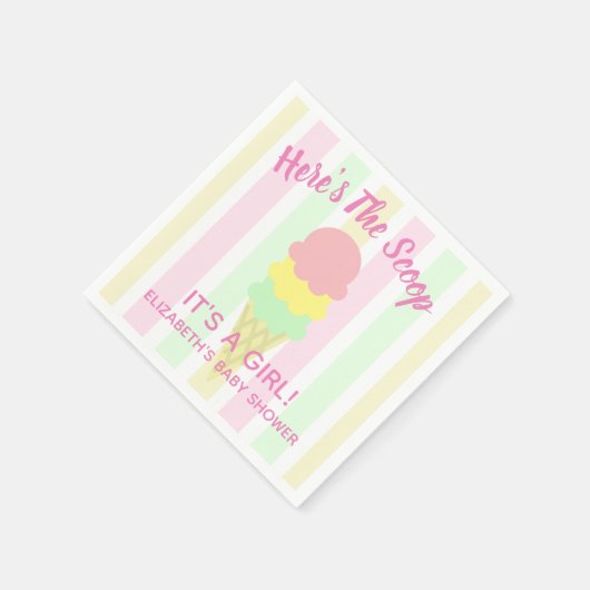 Hier ist die Scoop Ice Cream Summer Baby Dusche Serviette (Ecke)