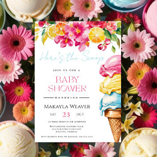 Hier ist die Scoop Ice Cream Summer Baby Shower Einladung