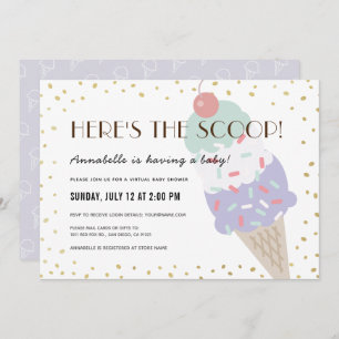Hier ist die Scoop Ice Cream Virtual Baby Shower Einladung