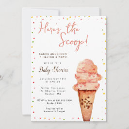 Hier ist die Scoop Ice Creme Baby Shower Einladung