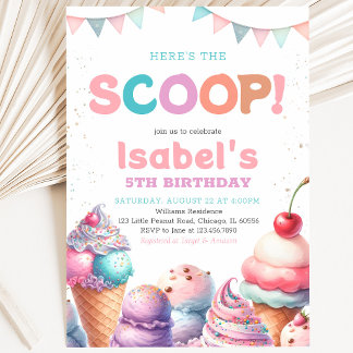 Hier ist die Scoop Ice Creme zum Geburtstag Einladung