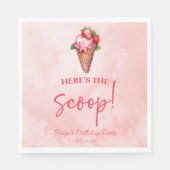 Hier ist die Scoop Pink Red Ice Cream Birthday Par Serviette (Vorderseite)