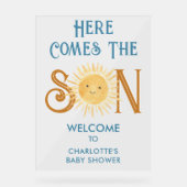 Hier ist die Son Baby Dusche willkommen Acrylschild (Vorderseite)