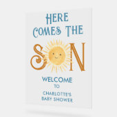 Hier ist die Son Baby Dusche willkommen Acrylschild (Winkel)