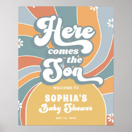 Hier ist die Son Groovy Baby Dusche willkommen Poster