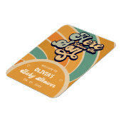 Hier ist die Son Retro Baby Dusche willkommen Magnet (Linke Seite)