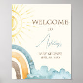 Hier ist die Son Retro Baby Dusche willkommen Poster (Vorne)